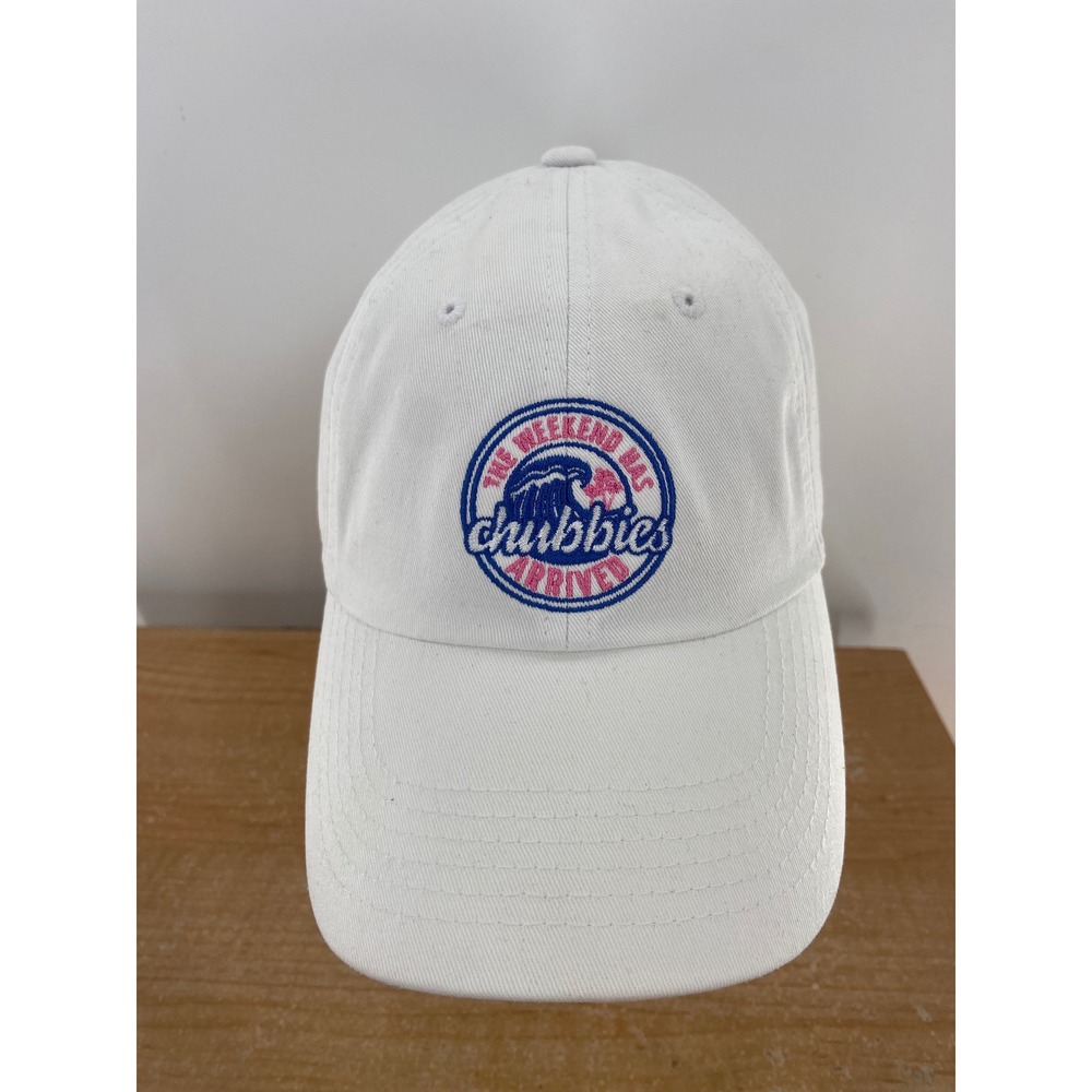 Chubbies Mens White The Weekend Has Arrived Embroidered Dad Hat Strapback‎ Cap
